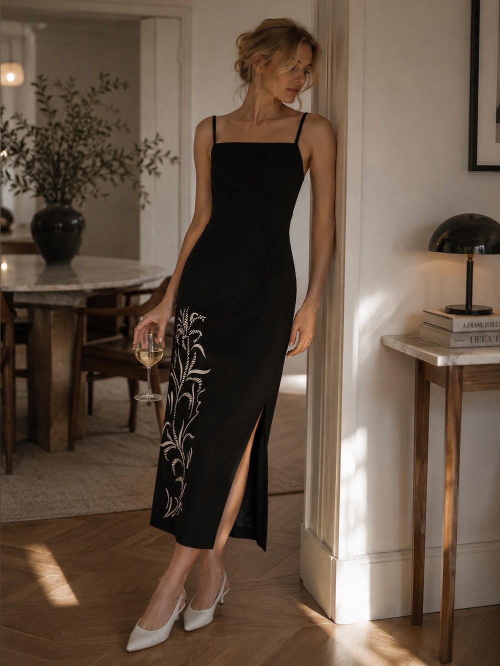 MARELLA Art 365 Sierra Midi Dress Sz 6 Black Occasion